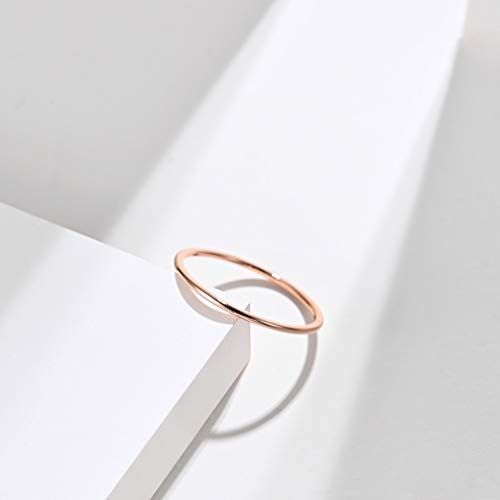 8pcs 1MM Thin Stainless Steel Knuckle Midi Stacking Rings for Women Plain Band Comfort Fit - color: Dome - Rose Gold 8pcs(size 3 to 10)