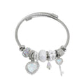 Silver Women Bracelets - Adjustable Charm Bracelets for Women Birthday Gifts Favors Titanium Steel Bracelet Bundle Jewelry Kit - color: F: Love - Key