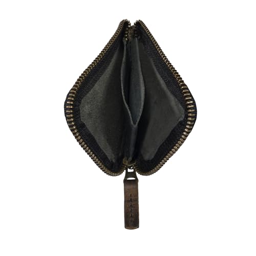 Hide & Drink, Full Grain Leather Zippered Card Wallet for Men and Women, Coin Pouch, Money Holder, Pocket Organizer, Handmade, Charcoal Black - color: Charcoal Black