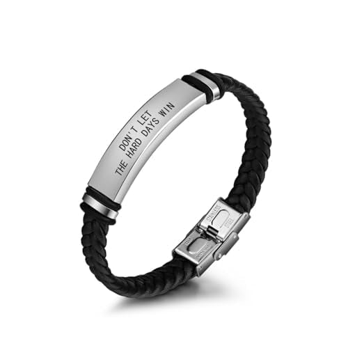 Dont Let The Hard Days Win Bracelet for Women Men Adjustable Engraved Bracelet Motivational Inspirational Bracelets Inspirational Little Words Project Gifts for Hard Times Jewelry Gift for Women Men - color: B: Silver