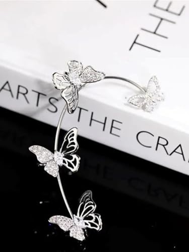 2 PCS Butterfly Ear Cuff Fairy Wing Cuff Wraps Vintage Non-Piercing Fake Earrings for Women Bridal Wedding Party Prom Ball Jewelry Crystal Rhinestone Sparkling - style: Style3