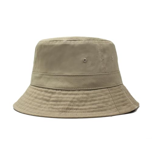 Hot Summer Bucket Hat - Trendy Cotton Sun Hat for Beach, Golf, Fishing - Fun Outdoor Vacation Boonie for Men and Women - color: Khaki