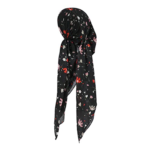 Pretied Head Scarves for Women Featuring Lightweight Crimped Material and Attractive - color: Floral Black/Burgundy