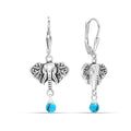 LeCalla 925 Sterling Silver Filigree Dangle Drop Leverback Earrings for Women | Long 925 Silver Dangle Leverback Earrings Hypoallergenic Filigree Tear drop Earrings Jewelry - style: Turquoise Elephant Drop-37mm