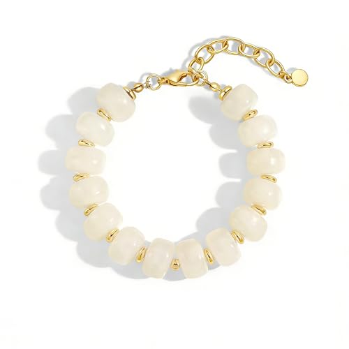 Chunky Beaded Bracelets for Women Boho Multicolor Acrylic Resin Beads Bracelet Adjustable Statement Bracelet Summer Beaded Jewelry - color: Beads bracelet--white