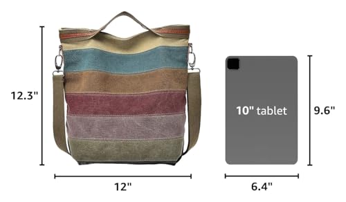 CVFAJI Women's Canvas Hobo Handbag, Multi-Color Tote Crossbody Bag | Shoulder Bag, Top Handle, Tote, Crossbody, Casual Messenger
