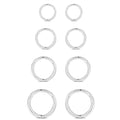 WBRWP 316L Stainless-Steel Piercing-Ring Hinged Nose-Rings-Hoop : 20G 18G 16G 14G Womens Body Pierecing Ring Segment Clicker Lip Rings Helix Cartilage Rook Earrings Diameter 6mm 8mm 10mm 12mm - color: 8pc set in silver color(each dia. 2 pc)