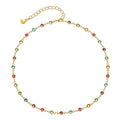 Beaded Choker Necklaces for Women 18k Gold Plated Dainty Gold Choker Necklaces for Women - style: round cz choker
