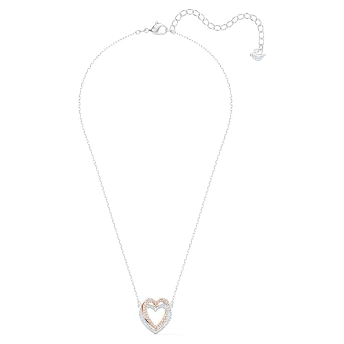Swarovski Infinity Heart Jewelry Collection, Necklaces and Bracelets, Rose Gold & Rhodium Tone Finish, Clear Crystals - color: Necklace