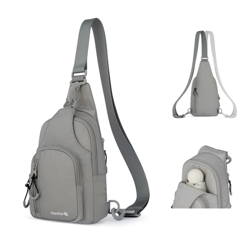 Hanke Crossbody Sling Bag for Women Men, Small & Large Casual Cross Body Sling Bags, Chest Bag for Outdoor Hiking Travel - color: Rock Grey, size: Small
