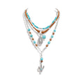 Western Necklaces Boho Layered Charm Necklace for Women Turquoise Beaded Choker Ox-head Pendant Necklace Western Jewelry for Women Cowgirl Accessories - color: Style-C