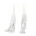 Fringe Leather Earrrings Triangle Deerskin Leather Boho Western Statement Dangel Earrings for Women - color: White Tassels