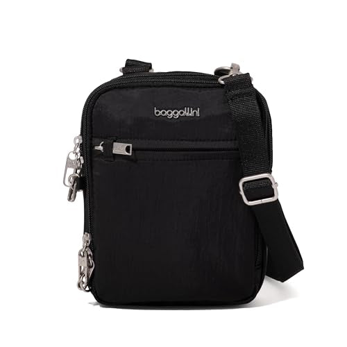 Baggallini Securtex® Anti-theft Mini Everything Crossbody Bag, 6.3"x8.25" Rfid, Locking Zippers & Cut-resistant Strap - color: Black