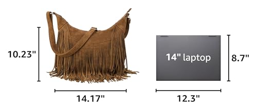 Sunwel Fashion Women Fringe Hobo Bag Western Purse Shoulder Bag Vegan Suede Tassel Hippie Crossbody Bag - color: Brown