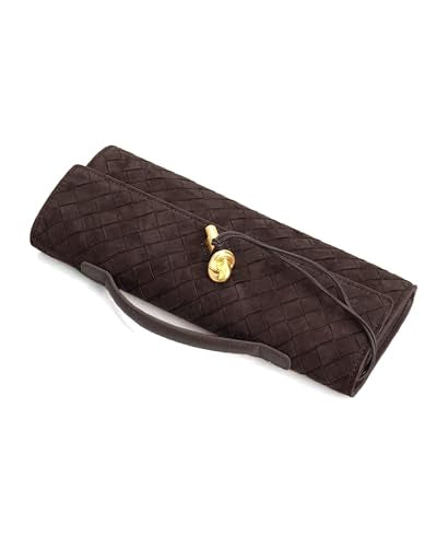 NEWBELLA Handwoven Women's Clutch Purse, Crossbody Bag with Adjustable Strap for Evening & Casual Use - color: Matted Coffee