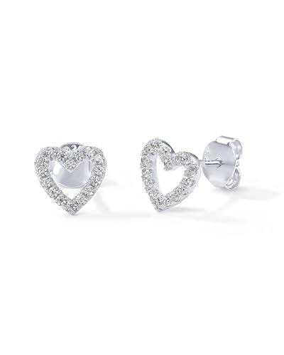 PAVOI 14K Gold Plated 925 Sterling Silver Stud Earrings for Women - Dainty Geometrical Bar Triangle Heart Earrings - Valentines Day Trendy Jewelry - style: Heart Outline