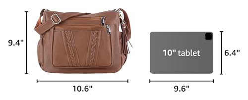 ELDA Crossbody Bags For Women Pocketbooks Soft PU Leather Purses and Handbags Multi Pocket Shoulder Bag - color: Brown