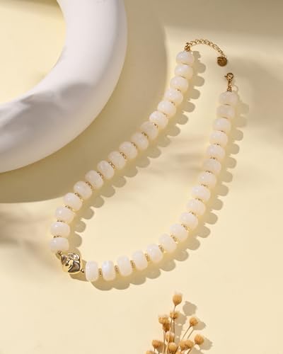 Chunky Beaded Statement Necklace for Women Trendy Colorful Boho Resin Bead Choker Necklaces Summer Handmade Jewelry Gifts Accessories - color: White -2