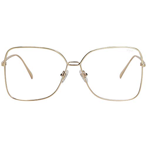 SOJOS Trendy Square Oversized Sunglasses Womens Mens UV400 Big Large Designer Shades SJ1082 - color: Yellow Gold/Clear