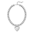 WOWORAMA Chunky Heart Necklaces for Women Colorful Resin Beaded Choker Necklace Gold Puffy Heart Statement Necklace Trendy Acrylic Choker Jewelry - color: CCB-Silver