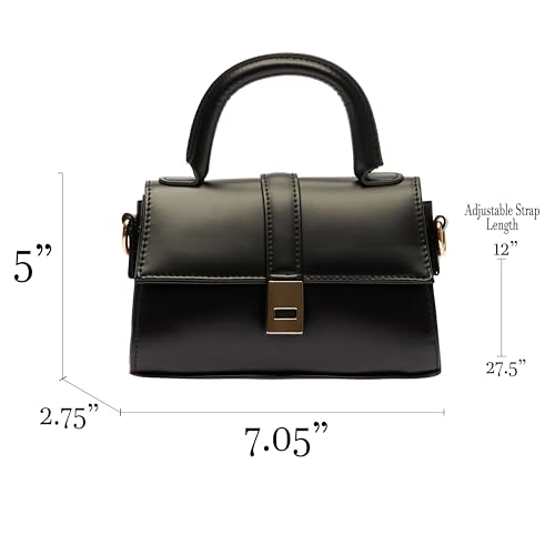 MOON CANTA Mini Crossbody Bag for Women – Small Faux Leather Shoulder Purse with Gold Lock, Elegant Design for Daily Use - color: Black