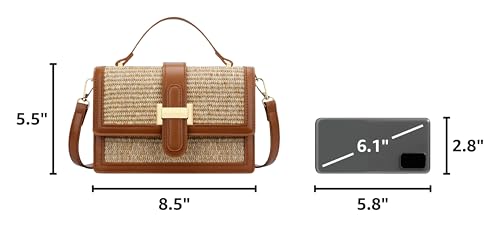 KKXIU Crossbody Bags for Women - Top Handle Purses for Lady, Leather Handbags Shoulder Clutch with Adjustable Shoulder Strap - color: A-brown