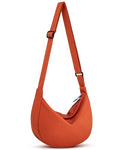Crossbody Crescent Bag for Women Men Trendy, Crescent Sling Bag with Adjustable Strap, 2 Zippers Lightweight - color: Orange Red