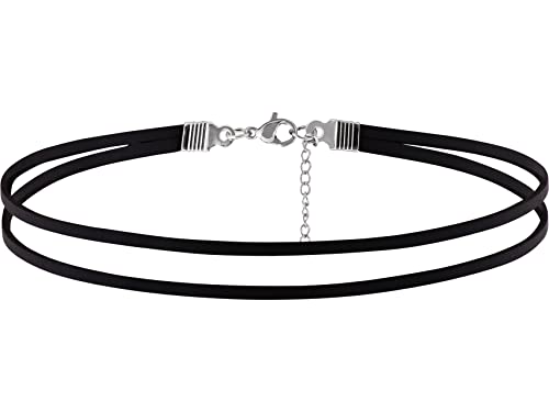 Sacina Goth Hippie Black Faux Leather Choker, Dainty Choker Necklace for Women, Gothic Boho Necklace, Halloween Christmas Jewelry Gift For Women