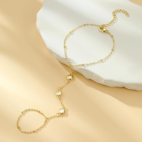 choice of all Hand Chain Bracelet Gold Finger Ring Bracelet Hand Chain for Women Trendy Birthday Jewelry Gifts - color: A6:Hand Chain Bracelet-gold