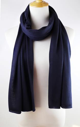 vabovin Head Wraps for Black Women Stretch Jersey Knit Turban Headwrap Solid Color Headscarf Headband Shawl - color: 18- Dark Navy Blue