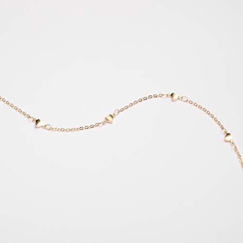 Gold Choker Necklaces 14K Gold Plated/Silver Disc Choker Necklaces Dangling Star Heart Pendant Necklaces Summer Beach Boho Necklaces Aesthetic Necklace Gift for Women - color: Gold heart
