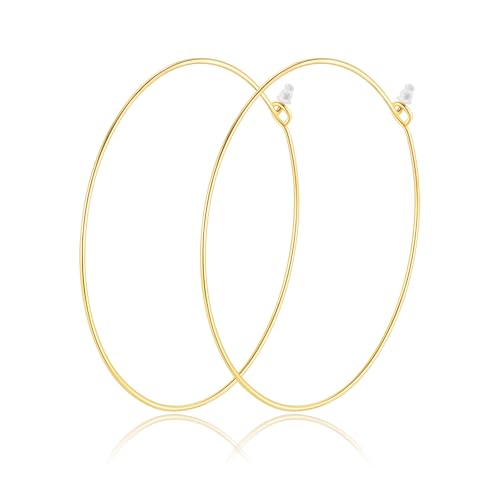 Multipack Dainty Large Thin Gold Hoop Earrings for Women Hypoallergenic Earrings Lightweight 30mm 50mm 60mm 70mm Gold/Silver/Rose Gold Hoop Earrings - style: 1 Pair_20Guage_50mm_Gold