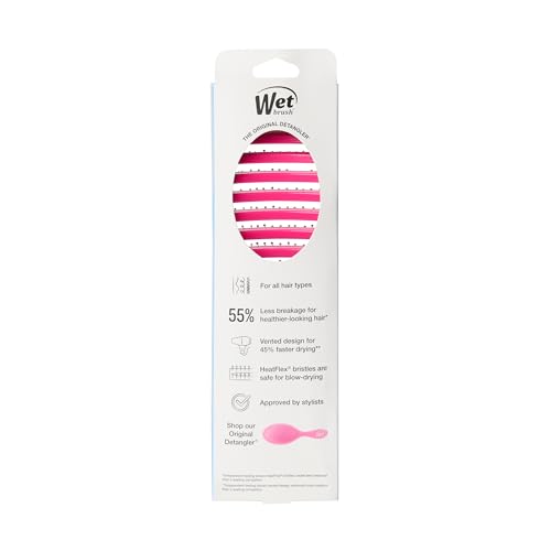 Wet Brush Speed Dry Hair Brush - Pink - Vented Design and Ultra Soft HeatFlex Bristles Are Blow Dry Safe With Ergonomic Handle Manages Tangle and Uncontrollable Hair - Pain-Free - color: Pink, size: 1 Count (Pack of 1)