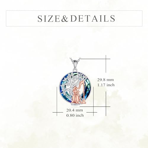 YFN Tree of Life Necklace Sterling Silver Crystal Jewelry Graduation Birthday Gifts for Women - color: Harp
