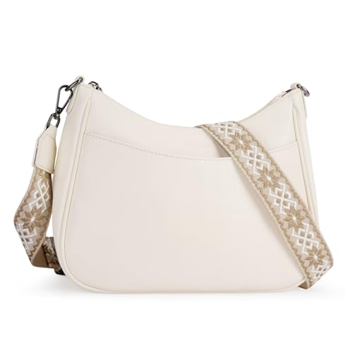 APHISON Trendy Leather Crossbody Purse with Adjustable Strap, Women's Shoulder Handbag - color: 08-white