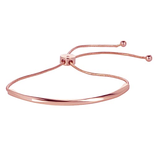 WOWORAMA Adjustable Slider Bracelets for Women Bar Friendship Bangle Bracelet for Women Gold/White Gold/Rose Gold Bolo Bracelet - color: Twist Bar-Rose Gold