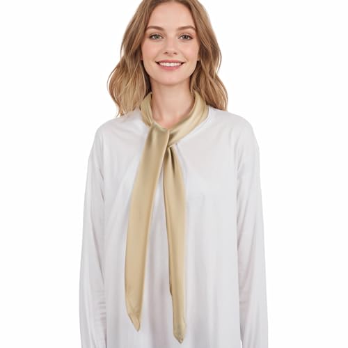 RIIQIICHY 35 Inch Head Scarf for Women Hair Scarf Like Silk Scarf Square Scarf Bandanas for Women - color: Dark Beige
