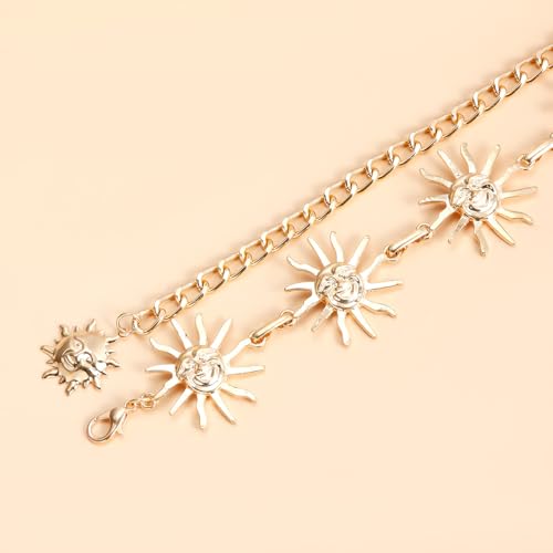 Gold Star Waist Chain Belt for Women Boho Sun Starfish Bikini Jewelry Festival Rave Outfits Waterproof Belly Body Chain - style: Golden Sun