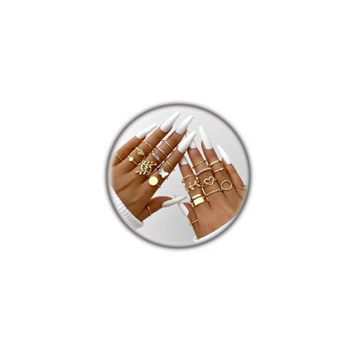 Rrdaily Gold Boho Knuckle Rings Set Vintage Love Pearl Stackable Dainty Joint Finger Sparkling Dainty Simple Trendy Cross Twist Designs Ring Pack (A24)