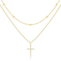 Poxtex Cross Necklace for Women Teen Girls, Dainty 14K Gold Silver Plated Cross Choker Jewelry Non Tarnish Waterproof Cute Simple Small Necklace Christian Baptism Religious Faith Jewelry Gifts - color: 07 Stack Cross Necklace - Gold