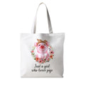 Preppy Animal Tote Bag, Pet Canvas Tote Bag, Reusable Grocery Shopping Shoulder Bags - color: Pig
