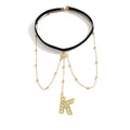 Letter Initial Leg Chain Thigh Jewelry for Women Summer Beach Bead Leg Chain Name Elegant Elastic Body Chain Jewelry - color: K