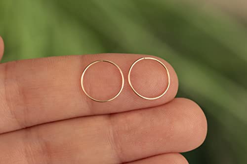 Gold Hoop Earrings Silver Hoop Earrings - Hoop Earrings For Women Two Pcs Of Thin Gold Filled Sterling Silver Hoops, Helix Hoop, Tragus Ring, Cartilage Hoop - color: Gold, style: 10mm 24 gauge / 1 pair