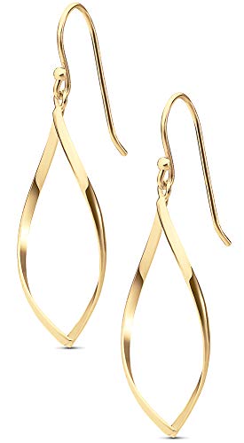 MILLA Teardrop Earrings - Designer Silver Statement Earrings or Gold Dangle Earrings for Women Trendy Upscale Dangly Earrings - color: Marquise Drop / 14K Gold Plated