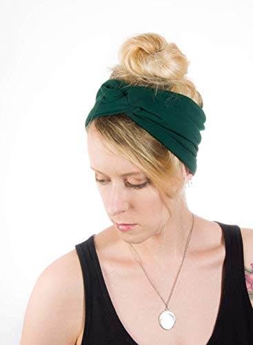Twist Headband Extra Wide Scrunch Turban (Dark Green) - color: Dark Green