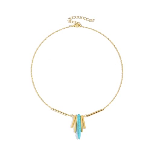 INENIMARTJ Gold Turquoise Necklace for Women Boho Turquoise Pendant Necklace Gold Chain Turquoises Necklaces Trendy Western Turquoises Jewelry for Womens - style: Turquoises D