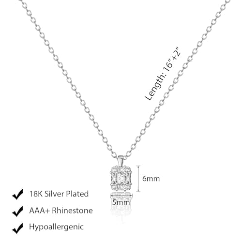 Luxval Diamond Pendant Gold Necklace for Women，Dainty 18k Gold Plated Choker Necklaces Simple Gold Jewelry Gifts for Women Girls - color: Silver-CZ Pendant