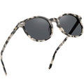 DUCO Women's Trendy Retro Round Acetate Polarized Sunglasses, UV400 99% Glare Block, Lightweight for Daily & Outdoor - color: 8. Black Tortoise Frame Grey Lens