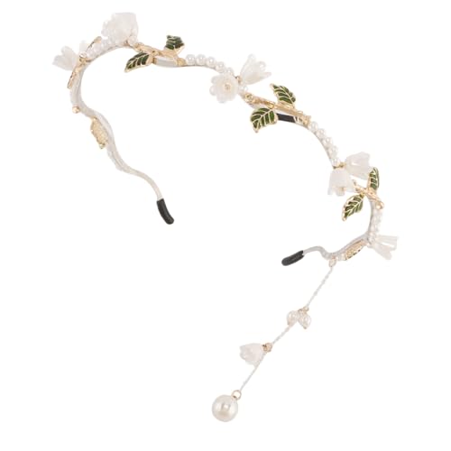 AHONEY White Flower Headband for Women Girls Hair Vine Leaf Boho Headband Wedding Fairy Accessories Headpiece Bridal Crown - color: White