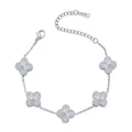AIPPK 18K Gold Plated Clover Bracelet Dupes Gold Danity Bracelet for Women Flower Four Leaf Bracelets Lucky Jewelry Gifts for Women - color: Silver